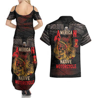Indian Motorcycle Couples Matching Summer Maxi Dress and Hawaiian Shirt Live To Ride Skull Biker Native American - Wonder Print Shop