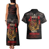 Indian Motorcycle Couples Matching Tank Maxi Dress and Hawaiian Shirt Live To Ride Skull Biker Native American - Wonder Print Shop