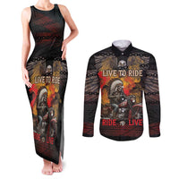 Indian Motorcycle Couples Matching Tank Maxi Dress and Long Sleeve Button Shirt Live To Ride Skull Biker Native American - Wonder Print Shop