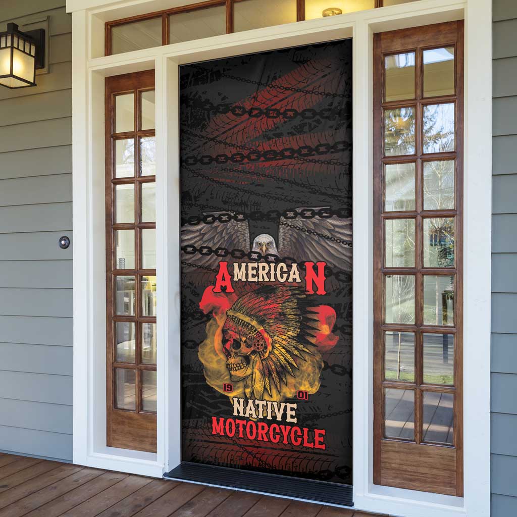Indian Motorcycle Door Cover Live To Ride Skull Biker Native American - Wonder Print Shop
