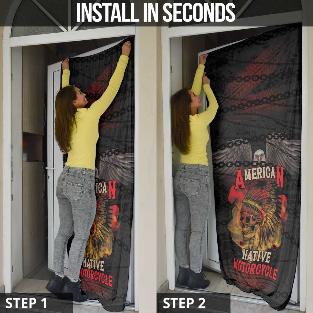 Indian Motorcycle Door Cover Live To Ride Skull Biker Native American - Wonder Print Shop