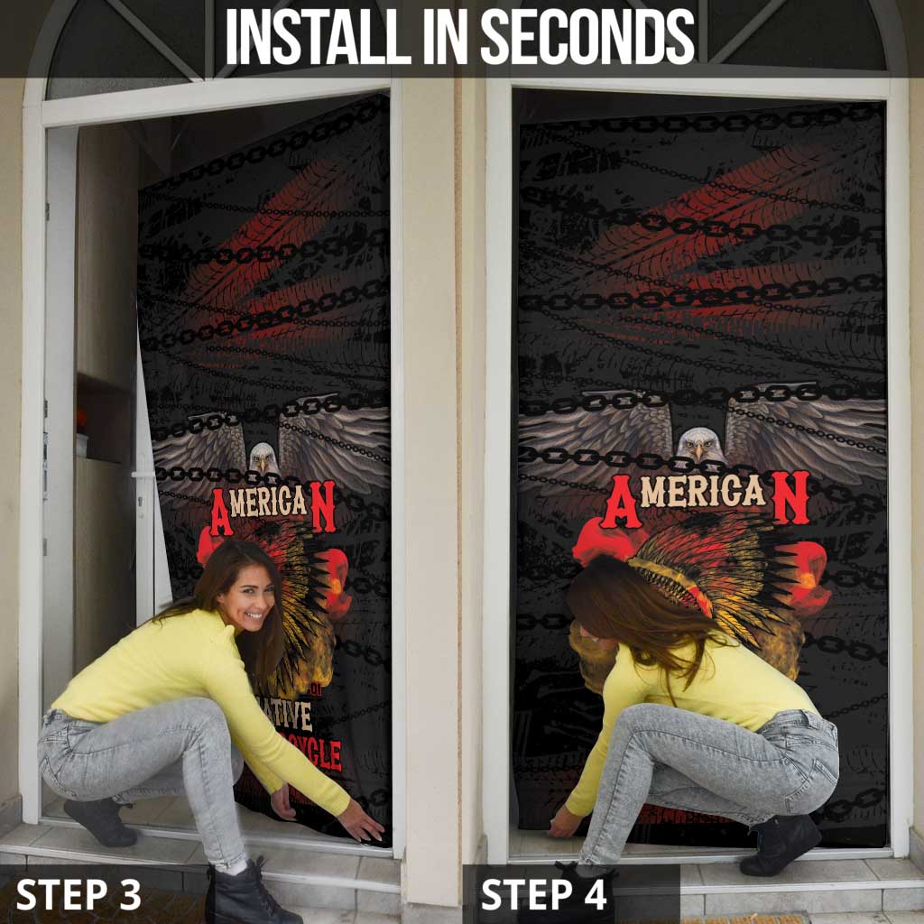 Indian Motorcycle Door Cover Live To Ride Skull Biker Native American - Wonder Print Shop