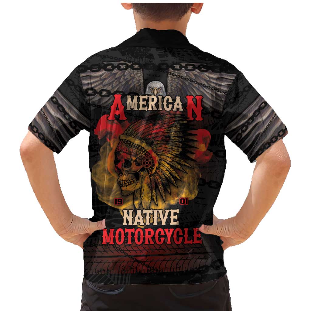 Indian Motorcycle Family Matching Mermaid Dress and Hawaiian Shirt Live To Ride Skull Biker Native American - Wonder Print Shop