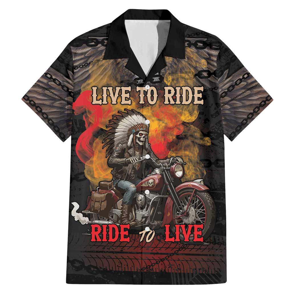 Indian Motorcycle Family Matching Mermaid Dress and Hawaiian Shirt Live To Ride Skull Biker Native American - Wonder Print Shop