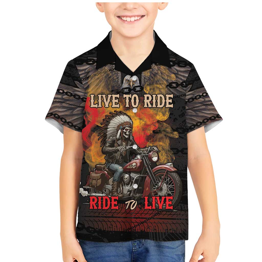 Indian Motorcycle Family Matching Mermaid Dress and Hawaiian Shirt Live To Ride Skull Biker Native American - Wonder Print Shop