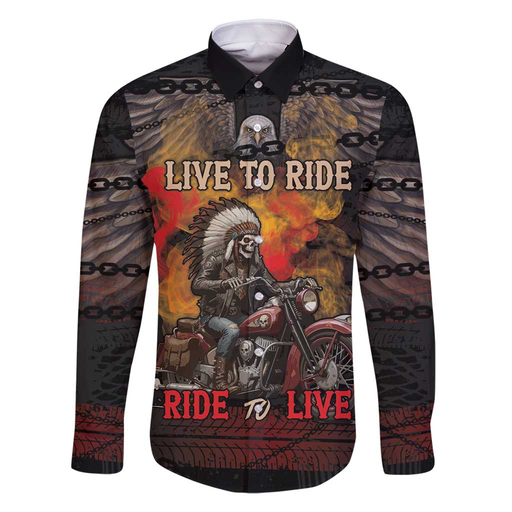 Indian Motorcycle Family Matching Off Shoulder Short Dress and Hawaiian Shirt Live To Ride Skull Biker Native American - Wonder Print Shop