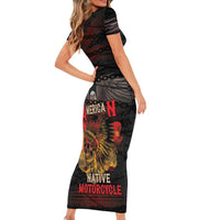 Indian Motorcycle Family Matching Short Sleeve Bodycon Dress and Hawaiian Shirt Live To Ride Skull Biker Native American - Wonder Print Shop