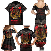 Indian Motorcycle Family Matching Summer Maxi Dress and Hawaiian Shirt Live To Ride Skull Biker Native American - Wonder Print Shop