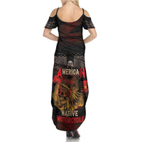 Indian Motorcycle Family Matching Summer Maxi Dress and Hawaiian Shirt Live To Ride Skull Biker Native American - Wonder Print Shop