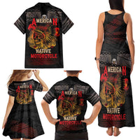 Indian Motorcycle Family Matching Tank Maxi Dress and Hawaiian Shirt Live To Ride Skull Biker Native American - Wonder Print Shop