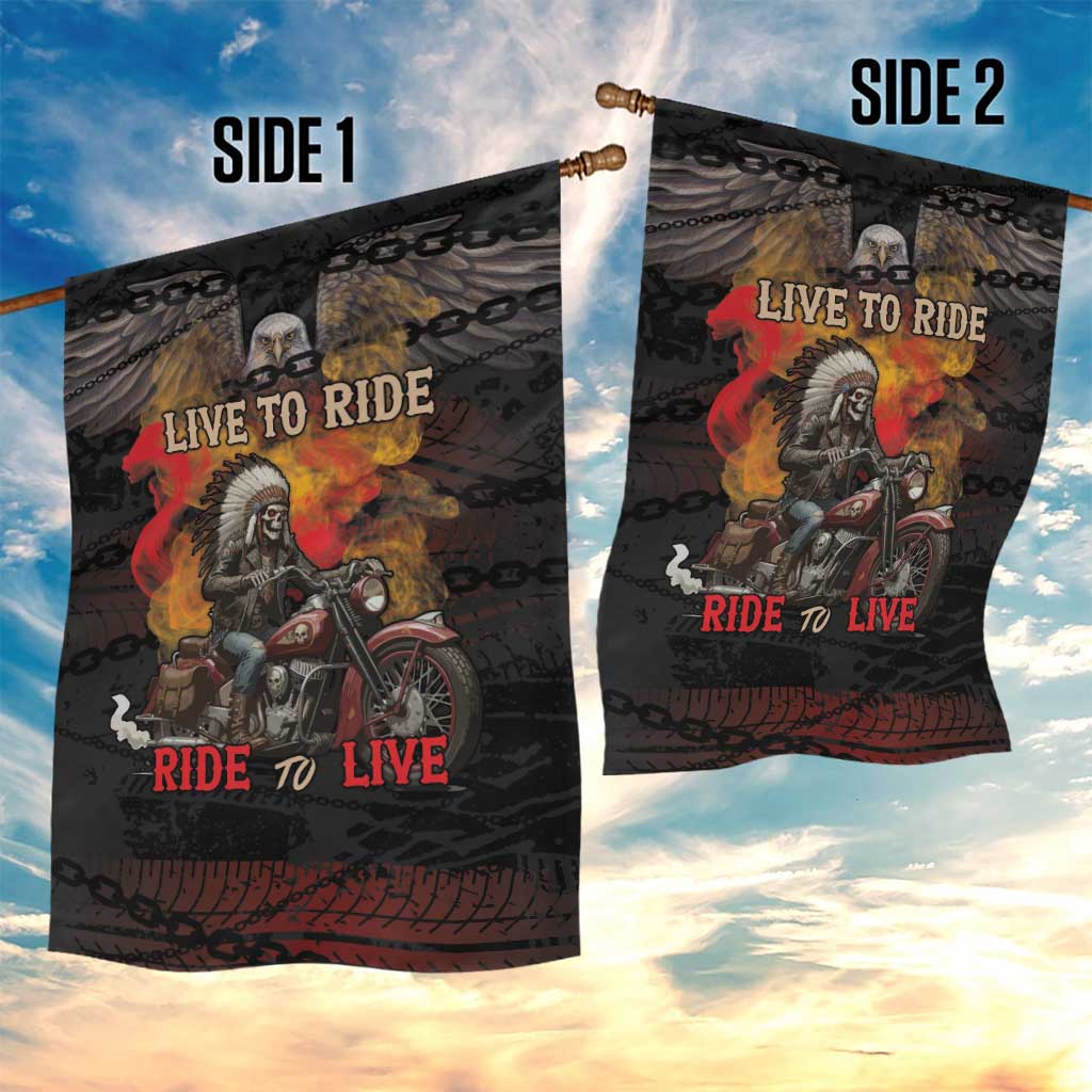 Indian Motorcycle Garden Flag Live To Ride Skull Biker Native American - Wonder Print Shop