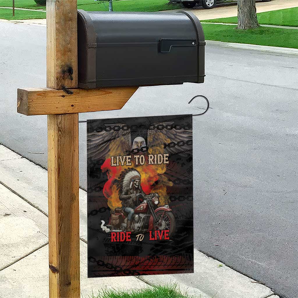 Indian Motorcycle Garden Flag Live To Ride Skull Biker Native American - Wonder Print Shop