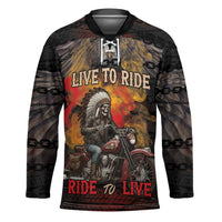Indian Motorcycle Hockey Jersey Live To Ride Skull Biker Native American - Wonder Print Shop