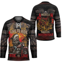 Indian Motorcycle Hockey Jersey Live To Ride Skull Biker Native American - Wonder Print Shop