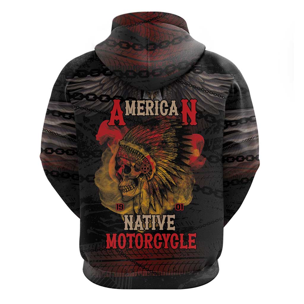 Indian Motorcycle Hoodie Live To Ride Skull Biker Native American - Wonder Print Shop