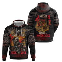 Indian Motorcycle Hoodie Live To Ride Skull Biker Native American - Wonder Print Shop