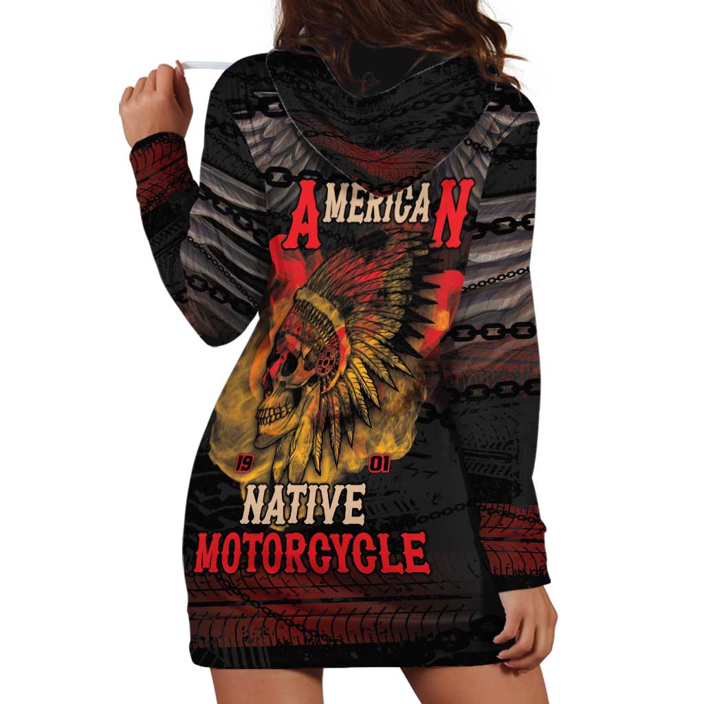 Indian Motorcycle Hoodie Dress Live To Ride Skull Biker Native American - Wonder Print Shop
