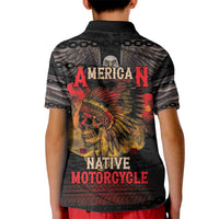 Indian Motorcycle Kid Polo Shirt Live To Ride Skull Biker Native American - Wonder Print Shop