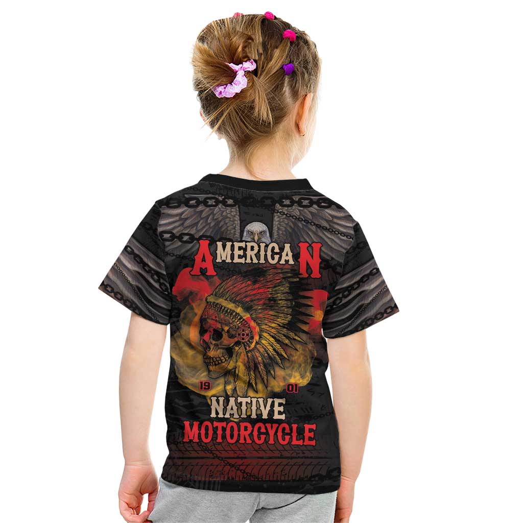 Indian Motorcycle Kid T Shirt Live To Ride Skull Biker Native American - Wonder Print Shop