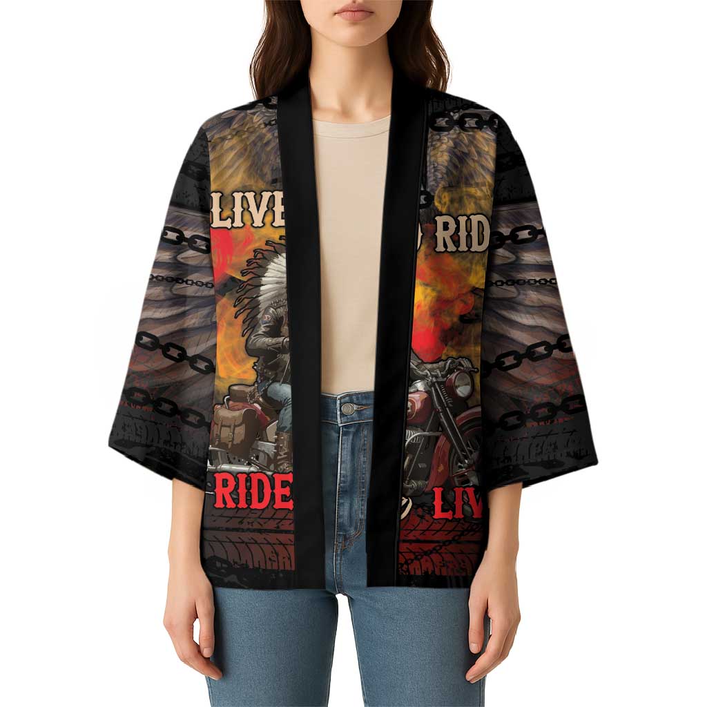 Indian Motorcycle Kimono Live To Ride Skull Biker Native American - Wonder Print Shop