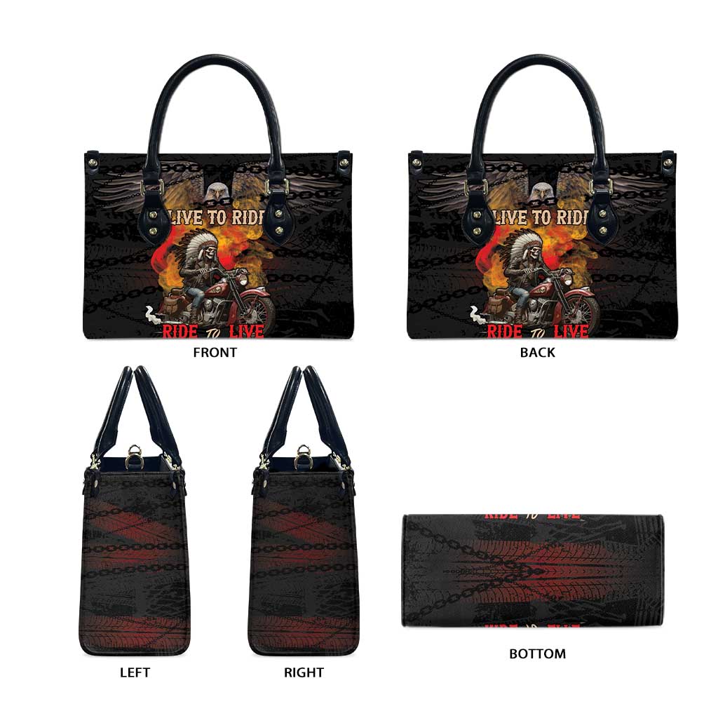Indian Motorcycle Leather Bag Live To Ride Skull Biker Native American - Wonder Print Shop