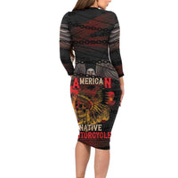 Indian Motorcycle Long Sleeve Bodycon Dress Live To Ride Skull Biker Native American - Wonder Print Shop