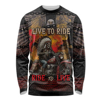 Indian Motorcycle Long Sleeve Shirt Live To Ride Skull Biker Native American - Wonder Print Shop
