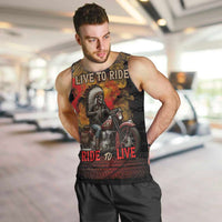 Indian Motorcycle Men Tank Top Live To Ride Skull Biker Native American - Wonder Print Shop
