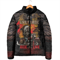 Indian Motorcycle Padded Jacket Live To Ride Skull Biker Native American - Wonder Print Shop