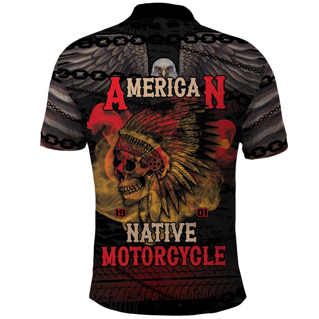 Indian Motorcycle Polo Shirt Live To Ride Skull Biker Native American - Wonder Print Shop