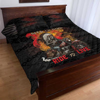 Indian Motorcycle Quilt Bed Set Live To Ride Skull Biker Native American - Wonder Print Shop
