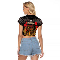 Indian Motorcycle Raglan Cropped T Shirt Live To Ride Skull Biker Native American - Wonder Print Shop