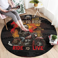 Indian Motorcycle Round Carpet Live To Ride Skull Biker Native American - Wonder Print Shop