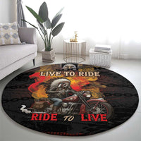 Indian Motorcycle Round Carpet Live To Ride Skull Biker Native American - Wonder Print Shop