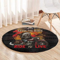 Indian Motorcycle Round Carpet Live To Ride Skull Biker Native American - Wonder Print Shop
