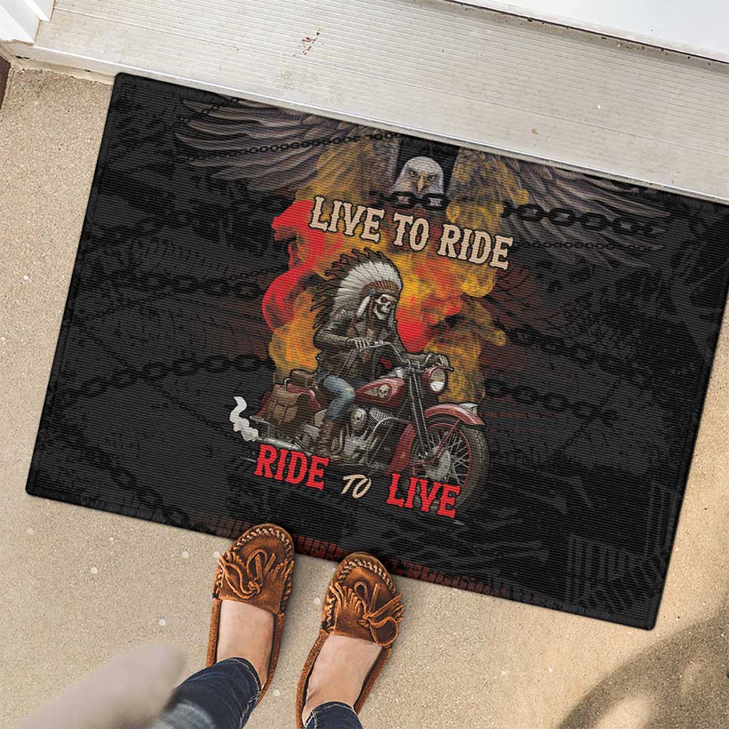 Indian Motorcycle Rubber Doormat Live To Ride Skull Biker Native American - Wonder Print Shop