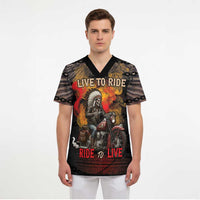Indian Motorcycle Scrub Top Live To Ride Skull Biker Native American - Wonder Print Shop