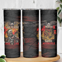 Indian Motorcycle Skinny Tumbler Live To Ride Skull Biker Native American - Wonder Print Shop