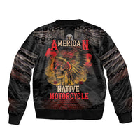 Indian Motorcycle Sleeve Zip Bomber Jacket Live To Ride Skull Biker Native American - Wonder Print Shop