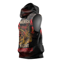 Indian Motorcycle Sleeveless Hoodie Live To Ride Skull Biker Native American - Wonder Print Shop