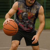 Indian Motorcycle Sleeveless Hoodie Live To Ride Skull Biker Native American - Wonder Print Shop