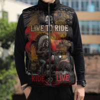 Indian Motorcycle Sleeveless Puffer Jacket Live To Ride Skull Biker Native American - Wonder Print Shop