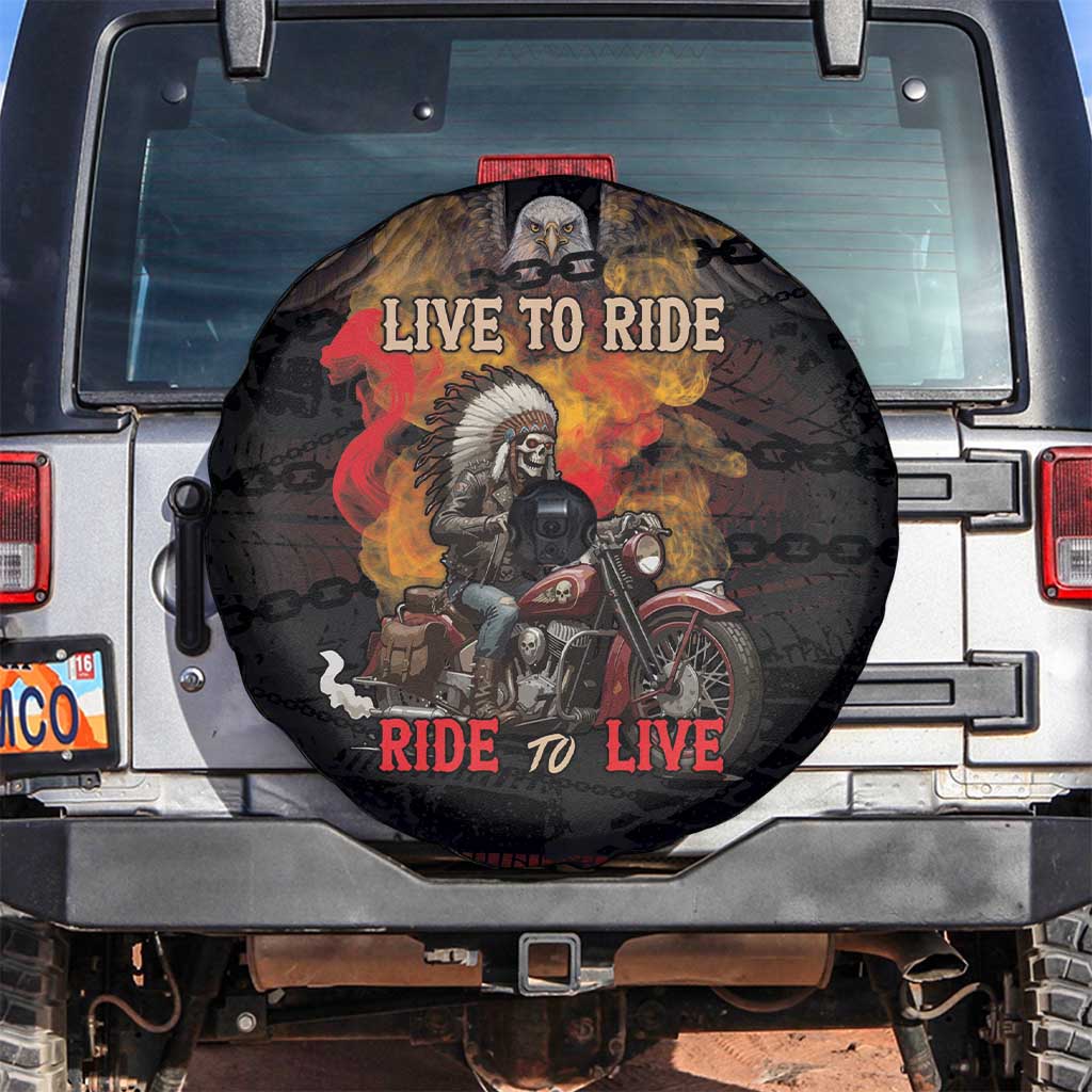 Indian Motorcycle Spare Tire Cover Live To Ride Skull Biker Native American - Wonder Print Shop