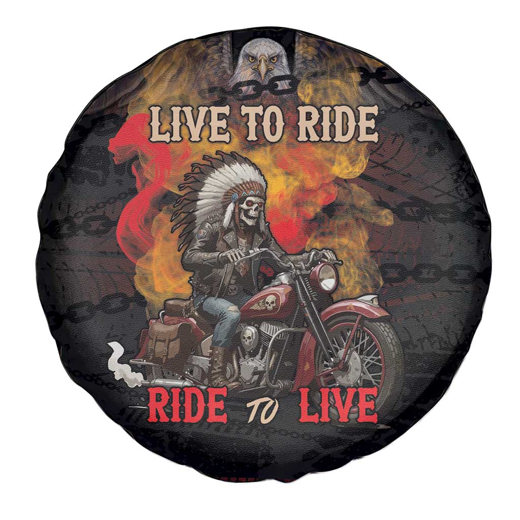 Indian Motorcycle Spare Tire Cover Live To Ride Skull Biker Native American - Wonder Print Shop