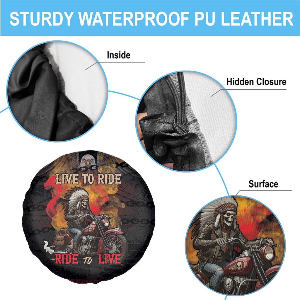 Indian Motorcycle Spare Tire Cover Live To Ride Skull Biker Native American - Wonder Print Shop