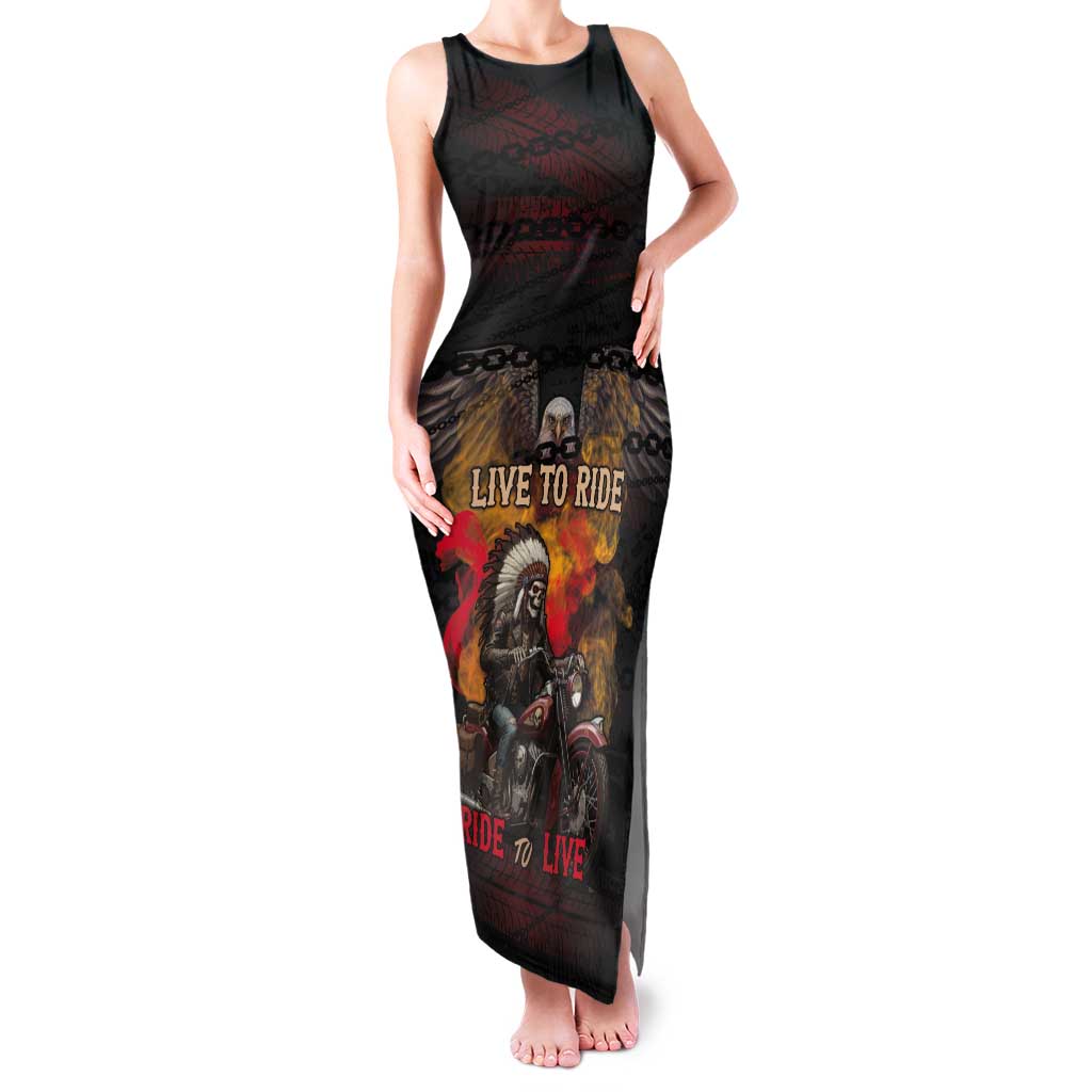 Indian Motorcycle Tank Maxi Dress Live To Ride Skull Biker Native American - Wonder Print Shop