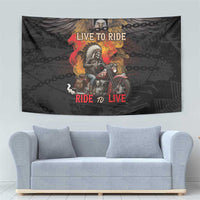Indian Motorcycle Tapestry Live To Ride Skull Biker Native American - Wonder Print Shop