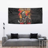 Indian Motorcycle Tapestry Live To Ride Skull Biker Native American - Wonder Print Shop