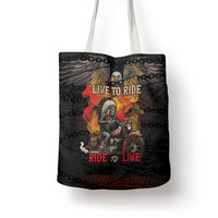 Indian Motorcycle Tote Bag Live To Ride Skull Biker Native American - Wonder Print Shop