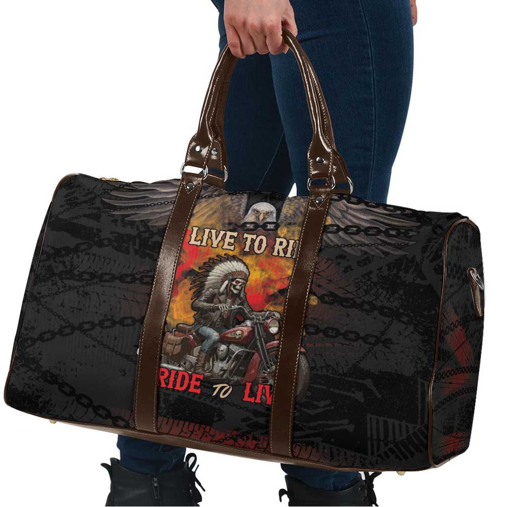 Indian Motorcycle Travel Bag Live To Ride Skull Biker Native American - Wonder Print Shop